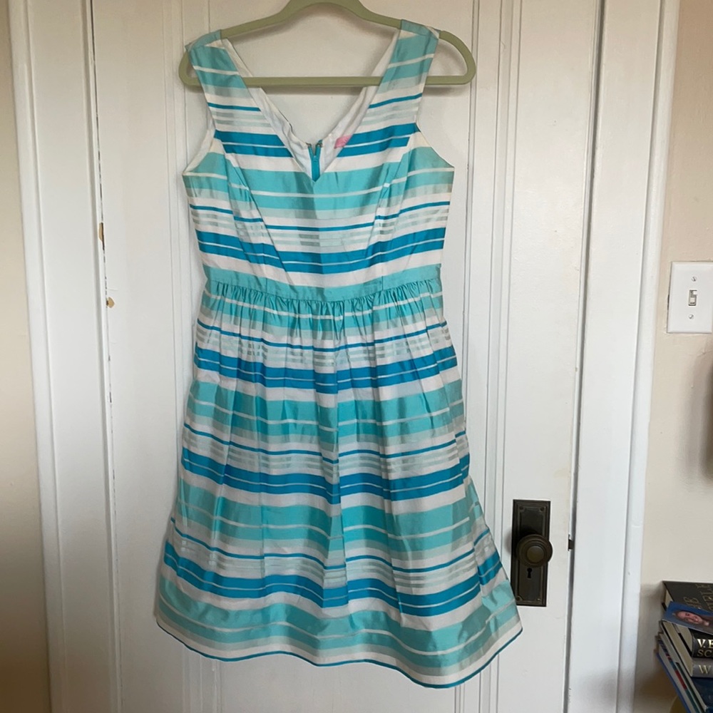 Blue Striped Lilly Pulitzer Cocktail Dress. Sz 8